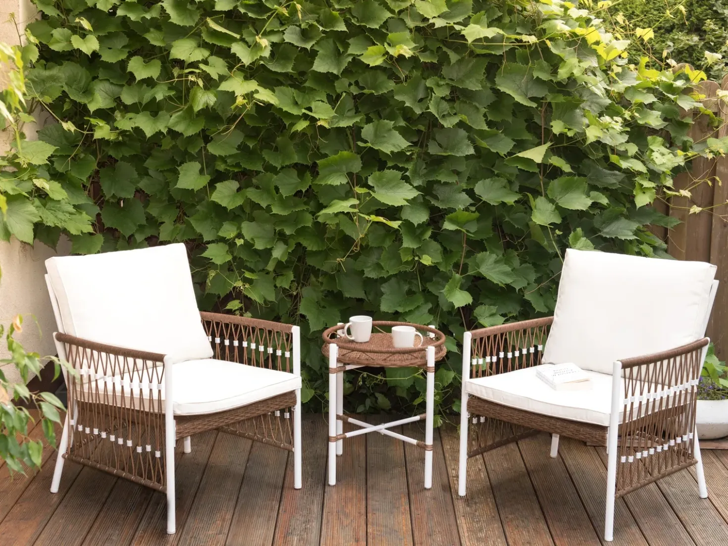 Set bistrot con cuscini LEVICO Metallo Bianco