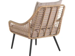 Set bistrot con cuscini LAURETO Rattan sintetico (PE) Naturale