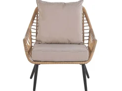 Set bistrot con cuscini LAURETO Rattan sintetico (PE) Naturale