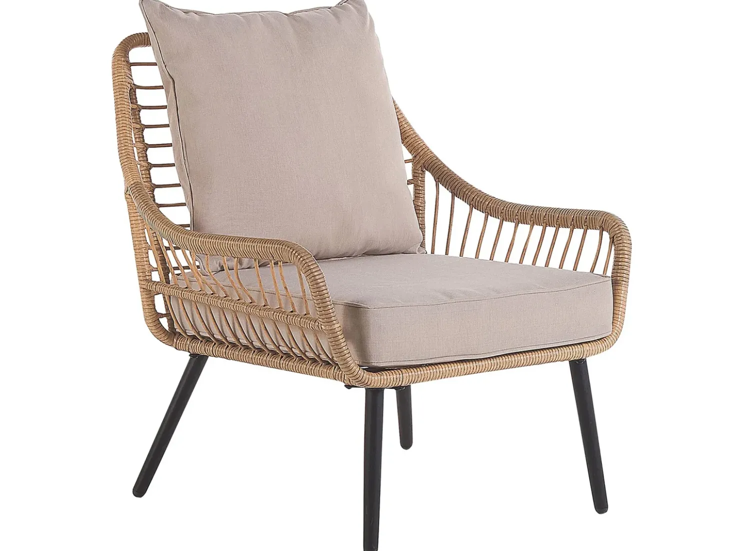 Set bistrot con cuscini LAURETO Rattan sintetico (PE) Naturale
