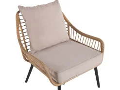 Set bistrot con cuscini LAURETO Rattan sintetico (PE) Naturale