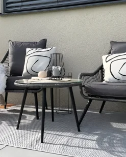 Set bistrot con cuscini LAURETO Rattan sintetico (PE) Grigio