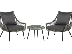 Set bistrot con cuscini LAURETO Rattan sintetico (PE) Grigio