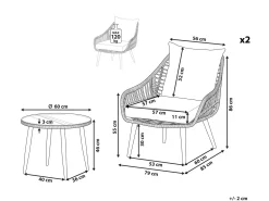 Set bistrot con cuscini LAURETO Rattan sintetico (PE) Grigio