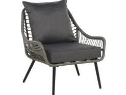 Set bistrot con cuscini LAURETO Rattan sintetico (PE) Grigio