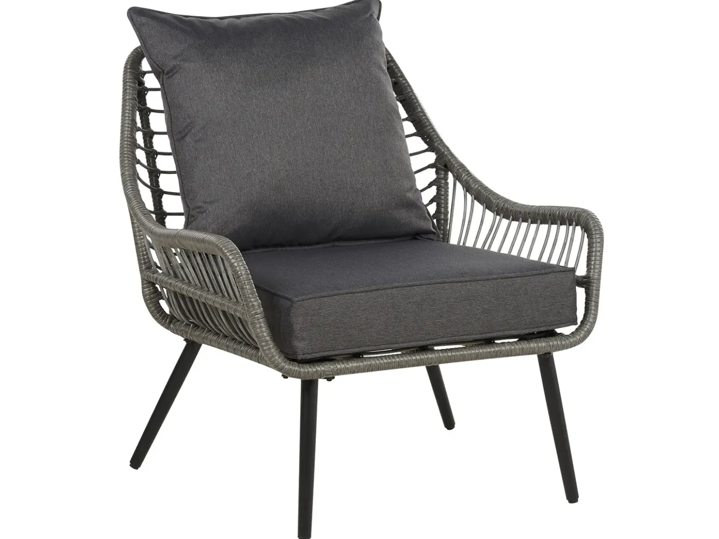 Set bistrot con cuscini LAURETO Rattan sintetico (PE) Grigio