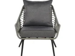 Set bistrot con cuscini LAURETO Rattan sintetico (PE) Grigio