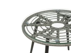 Set bistrot con cuscini LAURETO Rattan sintetico (PE) Grigio