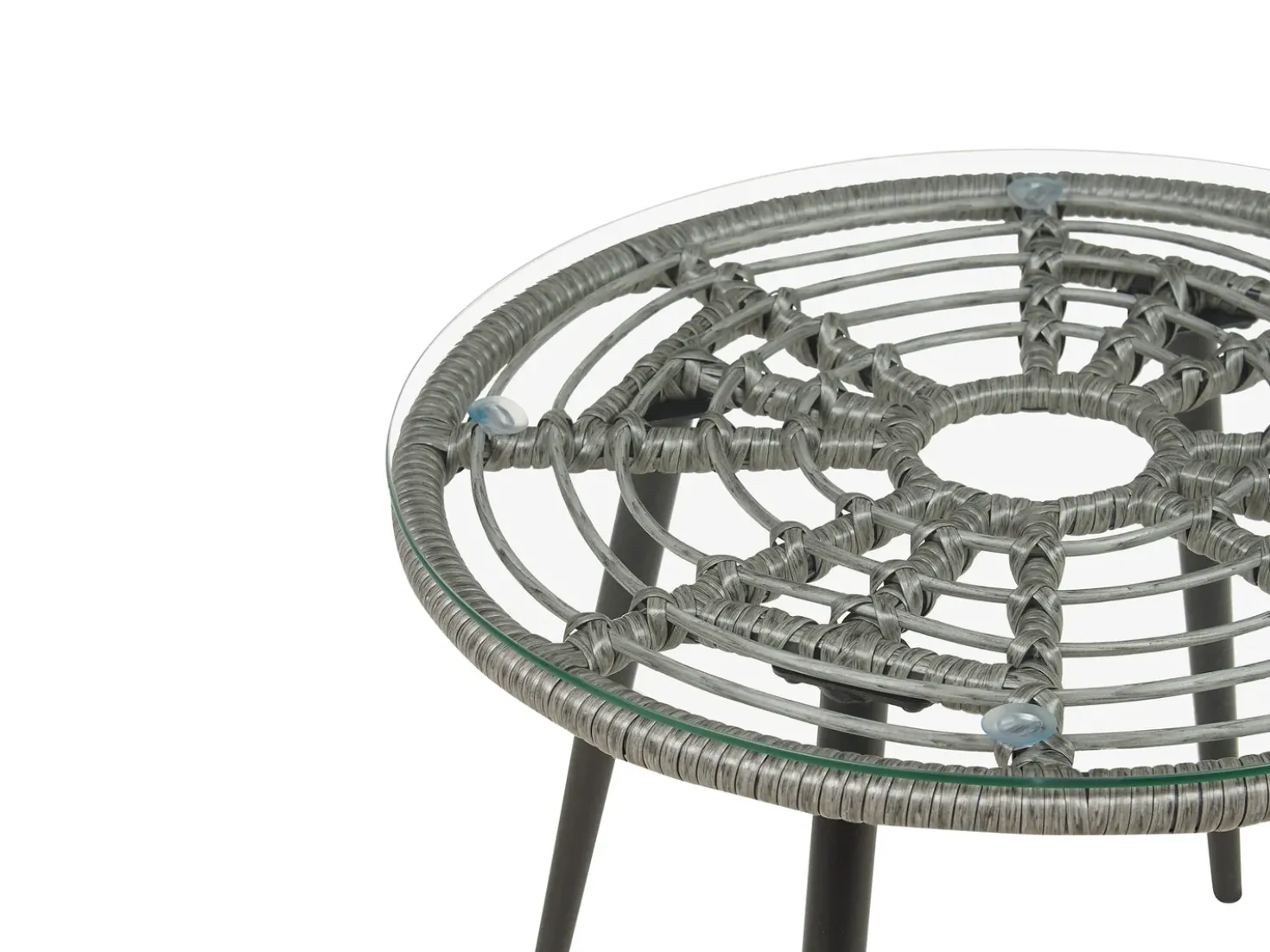 Set bistrot con cuscini LAURETO Rattan sintetico (PE) Grigio