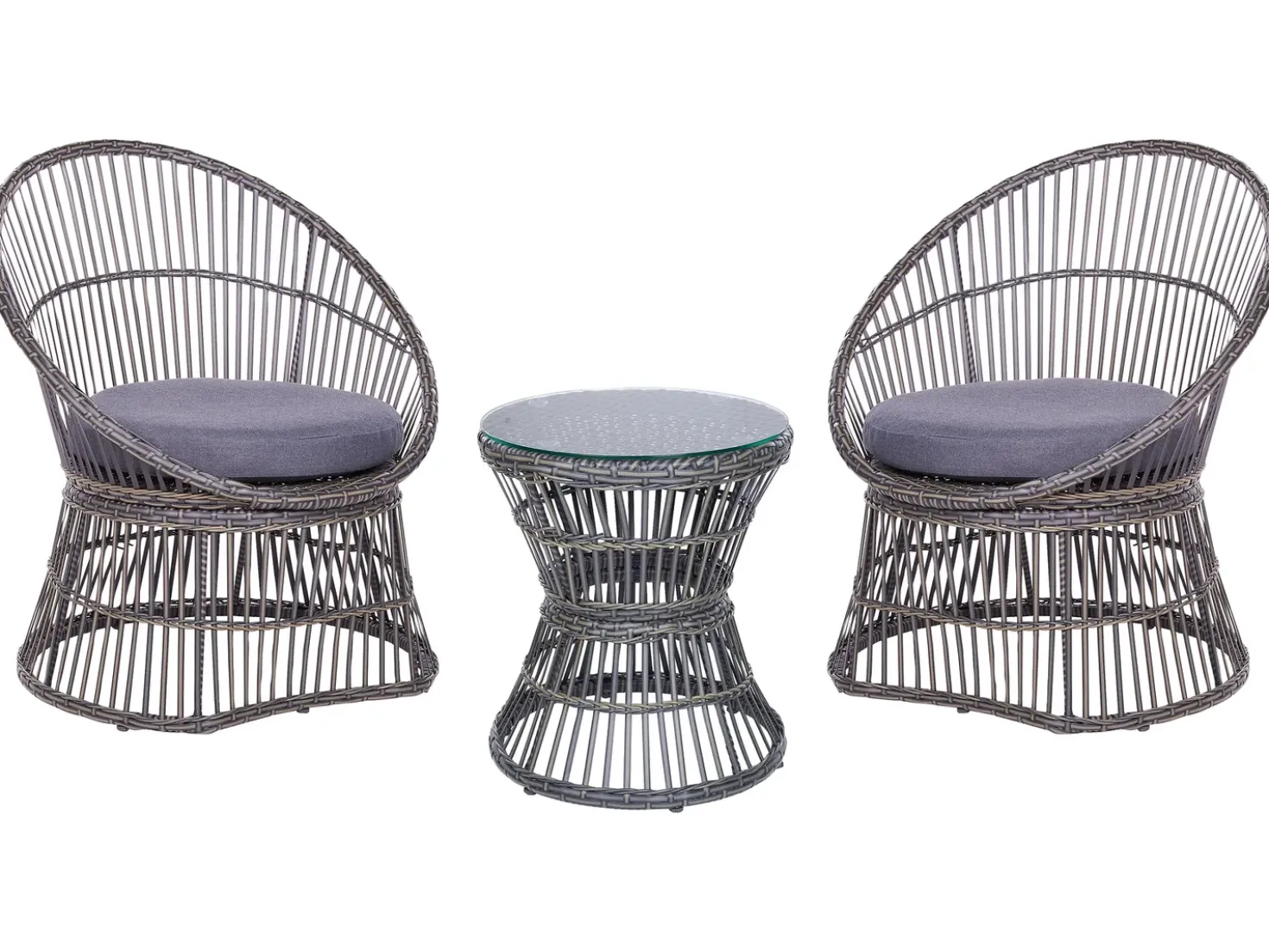 Set bistrot con cuscini MESYNA Rattan sintetico (PE) Tortora