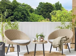 Set bistrot con cuscini ORTIGIA Rattan sintetico (PE) Beige chiaro Beige