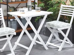 Set bistrot con cuscini Pieghevole FIJI Legno d'acacia Bianco