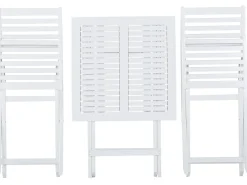 Set bistrot con cuscini Pieghevole FIJI Legno d'acacia Bianco