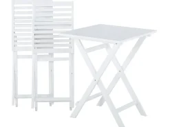 Set bistrot con cuscini Pieghevole FIJI Legno d'acacia Bianco