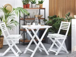 Set bistrot con cuscini Pieghevole FIJI Legno d'acacia Bianco