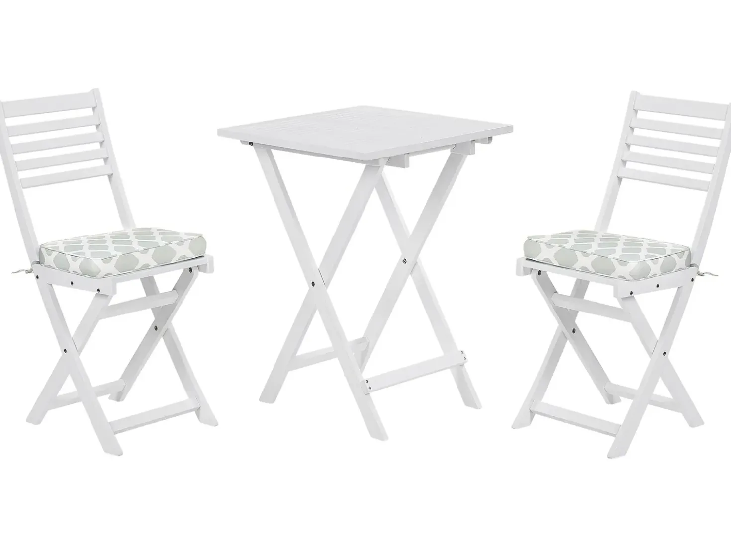 Set bistrot con cuscini Pieghevole FIJI Legno d'acacia Bianco