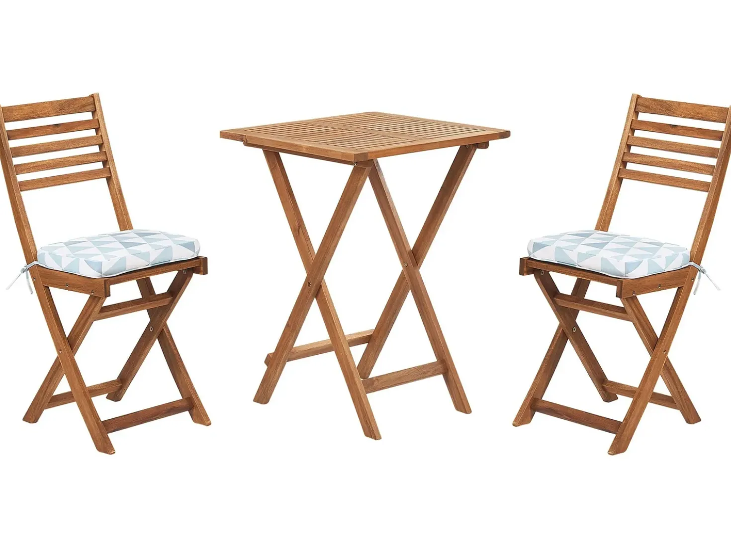 Set bistrot con cuscini Pieghevole FIJI Legno d'acacia Blu