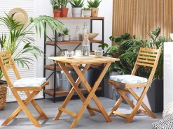 Set bistrot con cuscini Pieghevole FIJI Legno d'acacia Blu