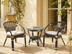 Set bistrot con cuscini PECORINI Rattan Nero