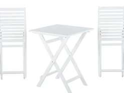 Set bistrot con cuscini Pieghevole FIJI Legno d'acacia Bianco