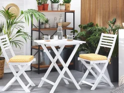 Set bistrot con cuscini Pieghevole FIJI Legno d'acacia Bianco
