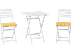 Set bistrot con cuscini Pieghevole FIJI Legno d'acacia Bianco