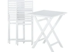 Set bistrot con cuscini Pieghevole FIJI Legno d'acacia Bianco