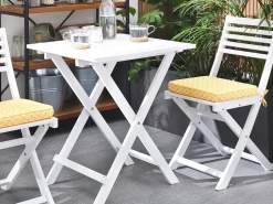 Set bistrot con cuscini Pieghevole FIJI Legno d'acacia Bianco