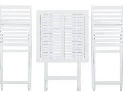 Set bistrot con cuscini Pieghevole FIJI Legno d'acacia Bianco