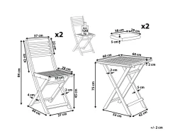 Set bistrot con cuscini Pieghevole FIJI Legno d'acacia Bianco