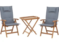 Set bistrot con cuscini Pieghevole JAVA Legno d'acacia Blu