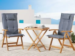 Set bistrot con cuscini Pieghevole JAVA Legno d'acacia Blu