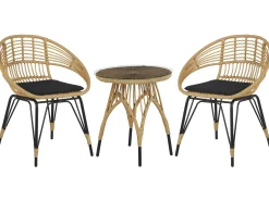 Set bistrot con cuscini PELLARO Rattan sintetico (PE) Nero