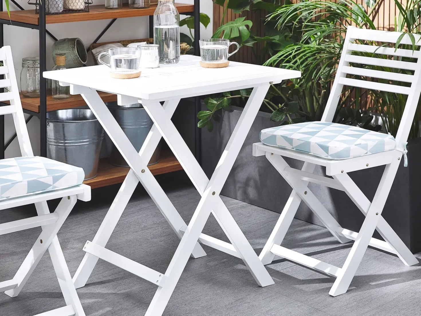 Set bistrot con cuscini Pieghevole FIJI Legno d'acacia Blu