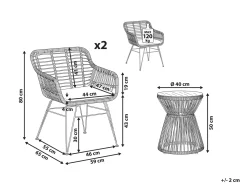 Set bistrot con cuscini TRESTINA Rattan sintetico (PE) Marrone chiaro