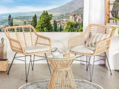 Set bistrot con cuscini TRESTINA Rattan sintetico (PE) Marrone chiaro