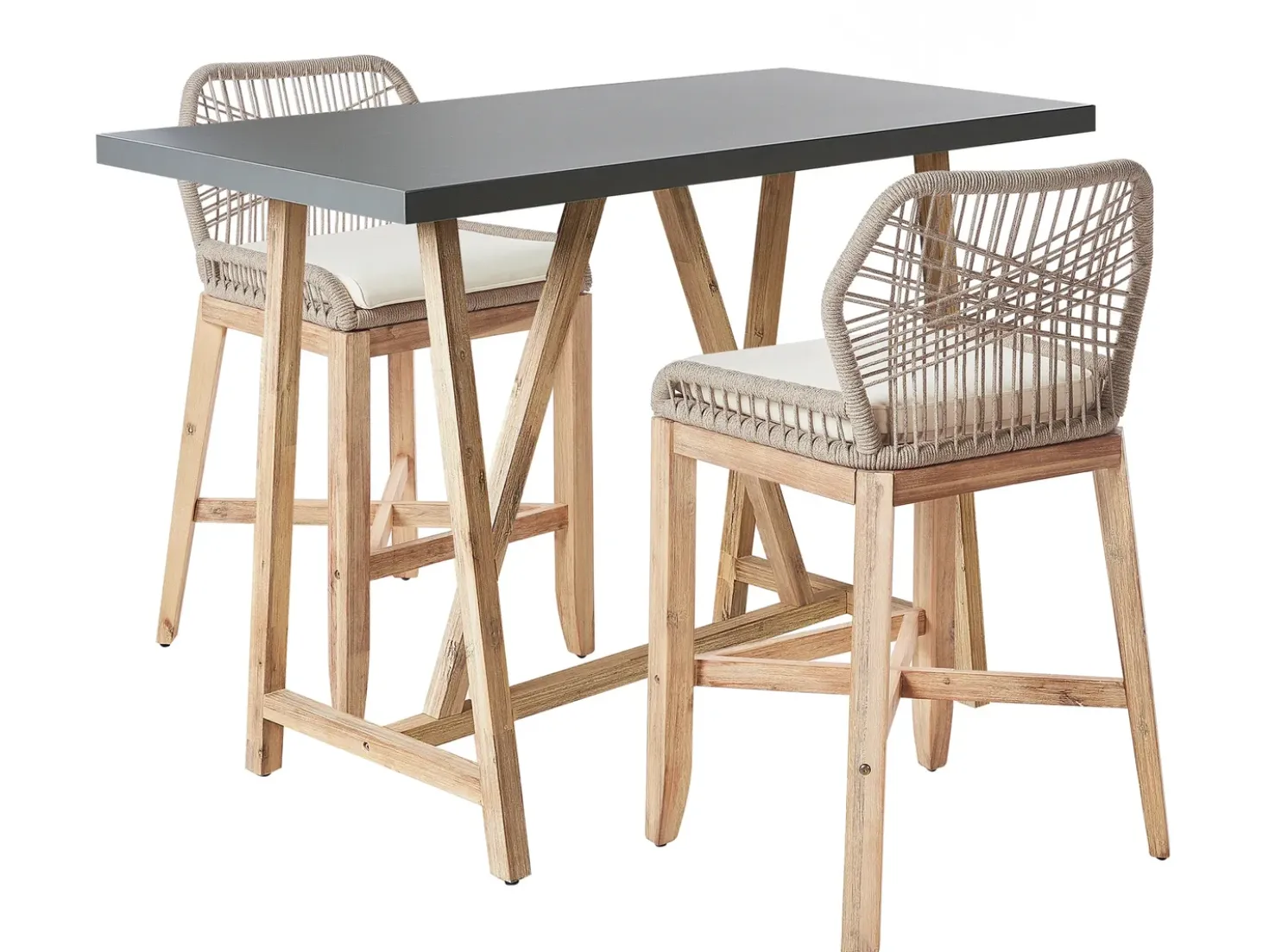 Set bistrot con cuscini TALAMONE Legno d'acacia Grigio