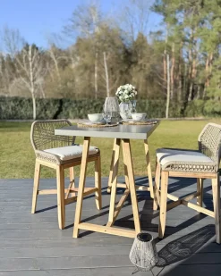 Set bistrot con cuscini TALAMONE Legno d'acacia Grigio