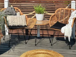 Set bistrot con cuscini TROPEA II Rattan sintetico (PE) Naturale