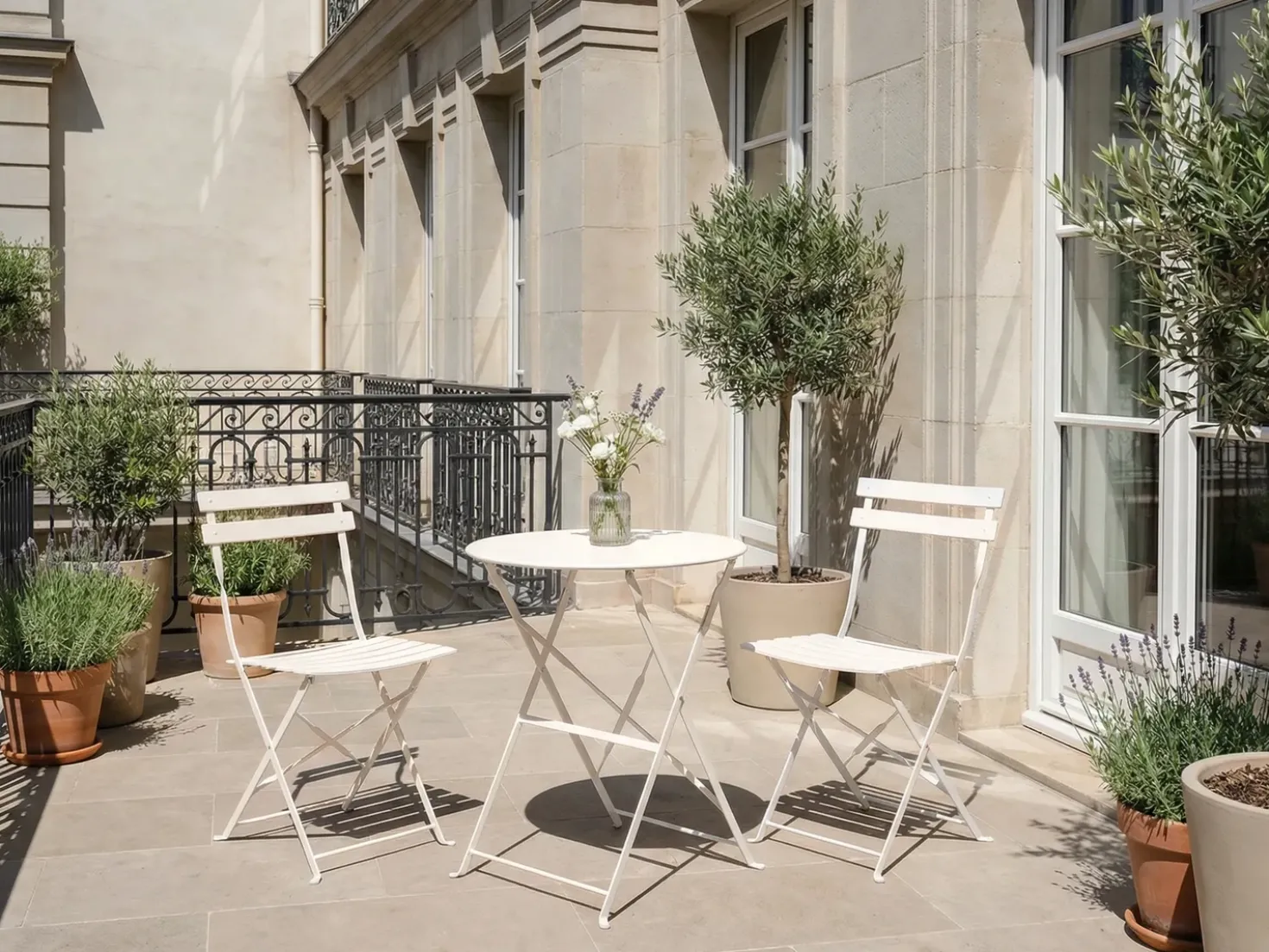 Set bistrot FIORI Metallo Bianco sporco