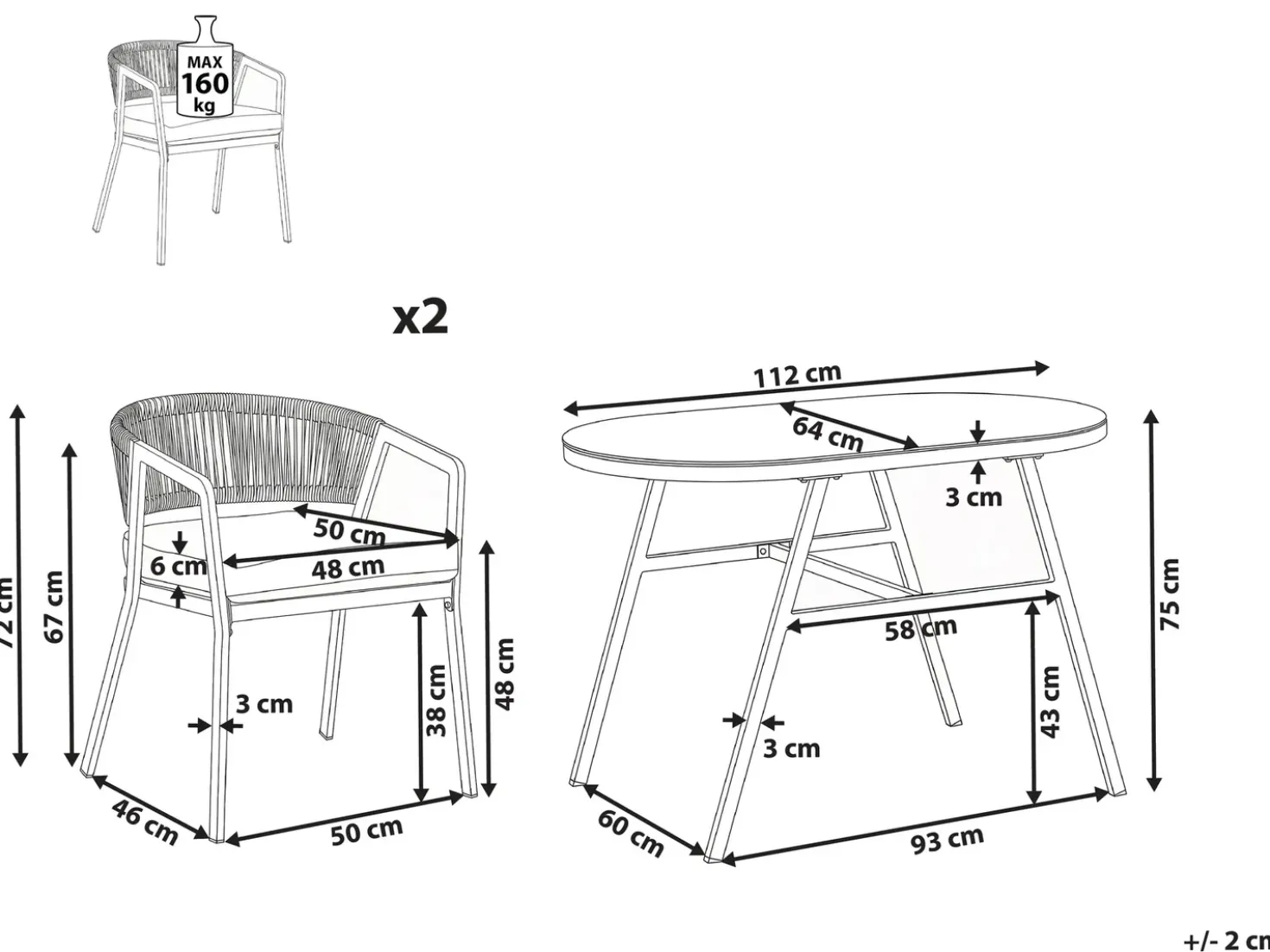 Set bistrot MUROS Metallo Grigio
