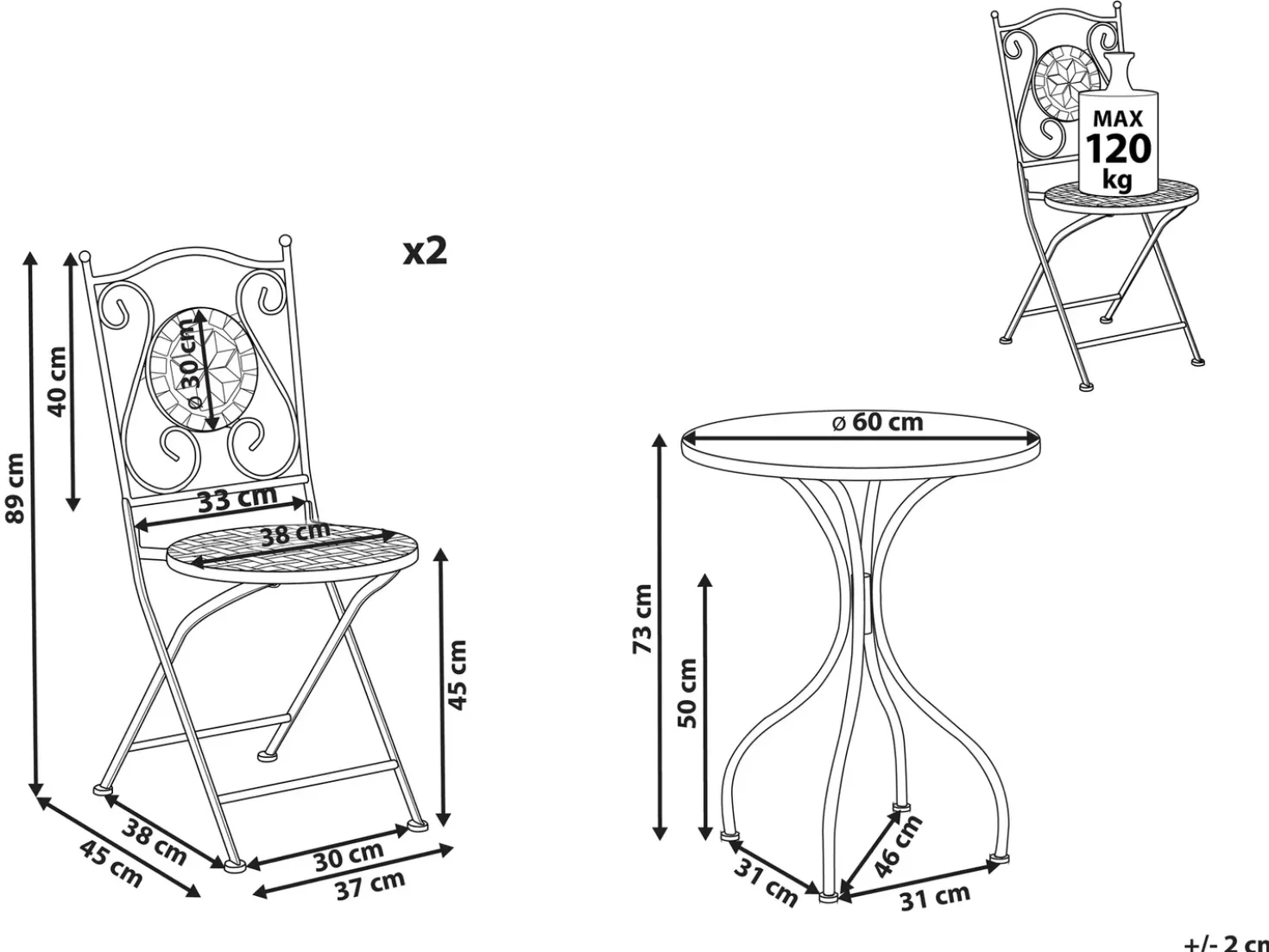 Set bistrot Pieghevole CARIATI Metallo Nero