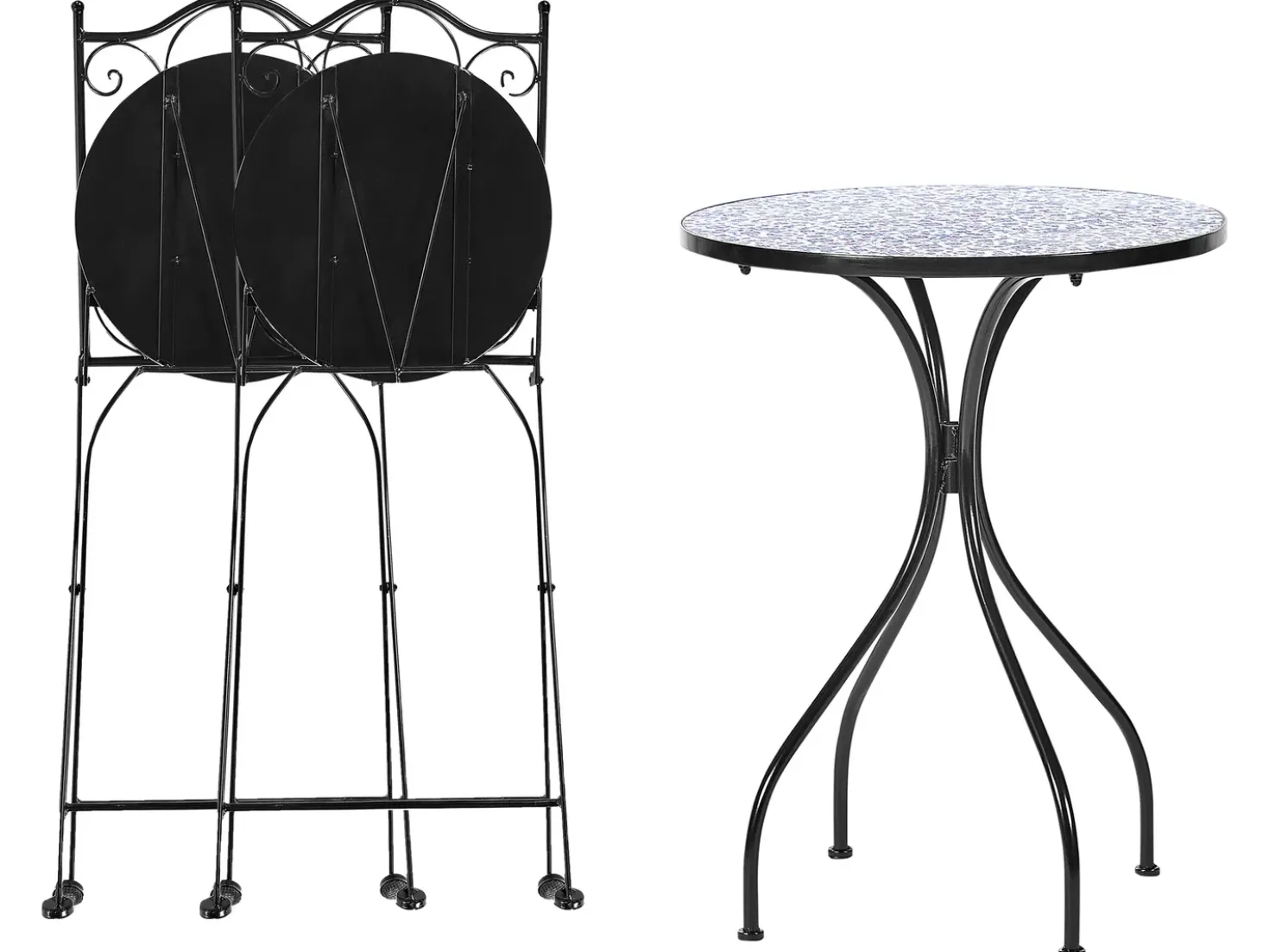 Set bistrot Pieghevole CAMPRENA Metallo Nero