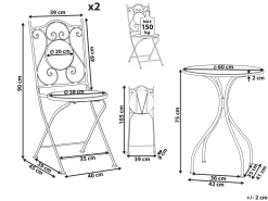 Set bistrot Pieghevole CIGLIANO Metallo Nero