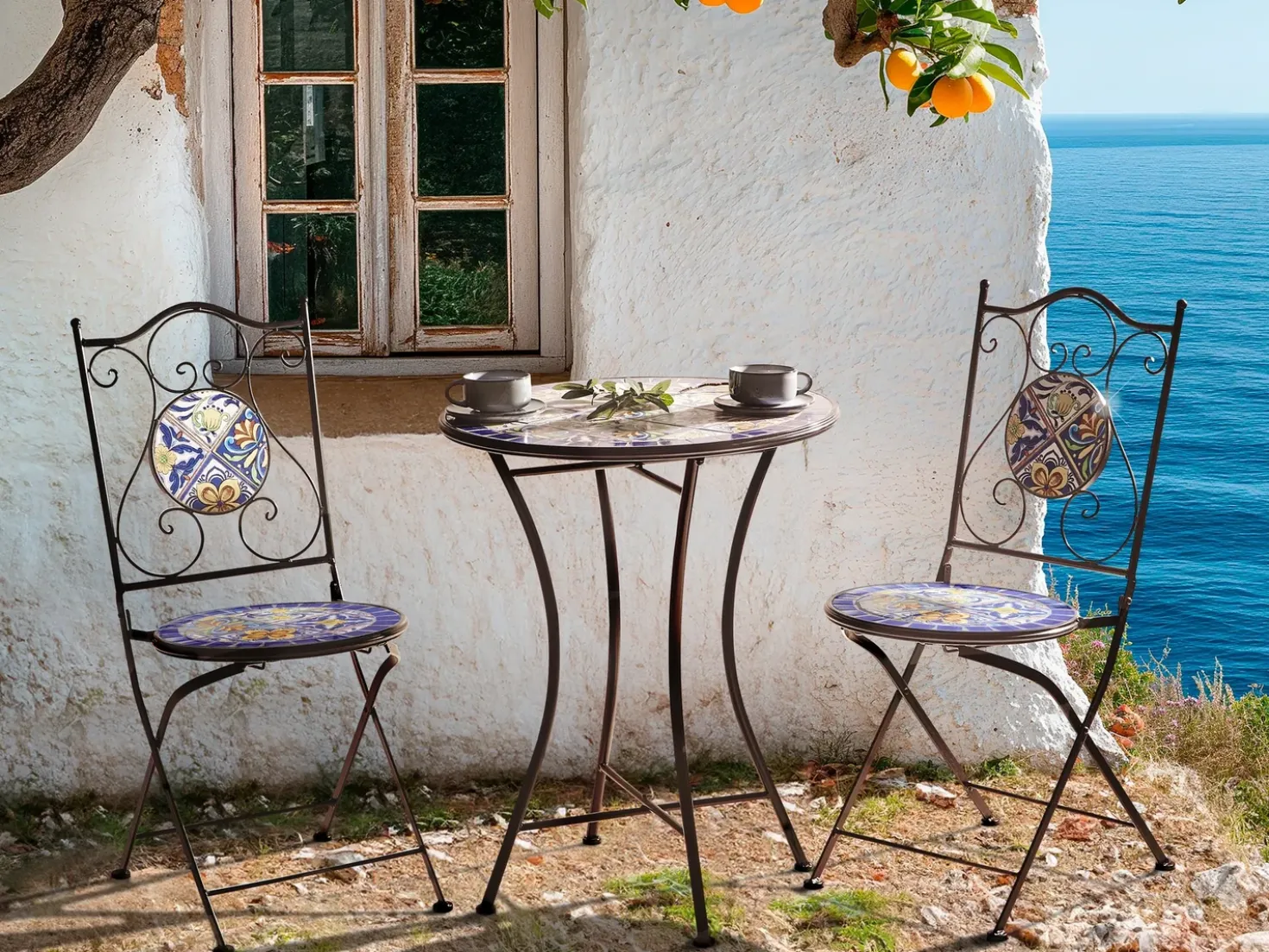 Set bistrot Pieghevole CORIANO Metallo Nero