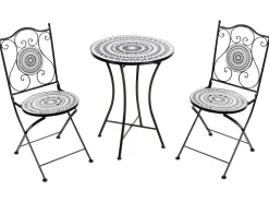 Set bistrot Pieghevole COMISO Metallo Nero/Bianco