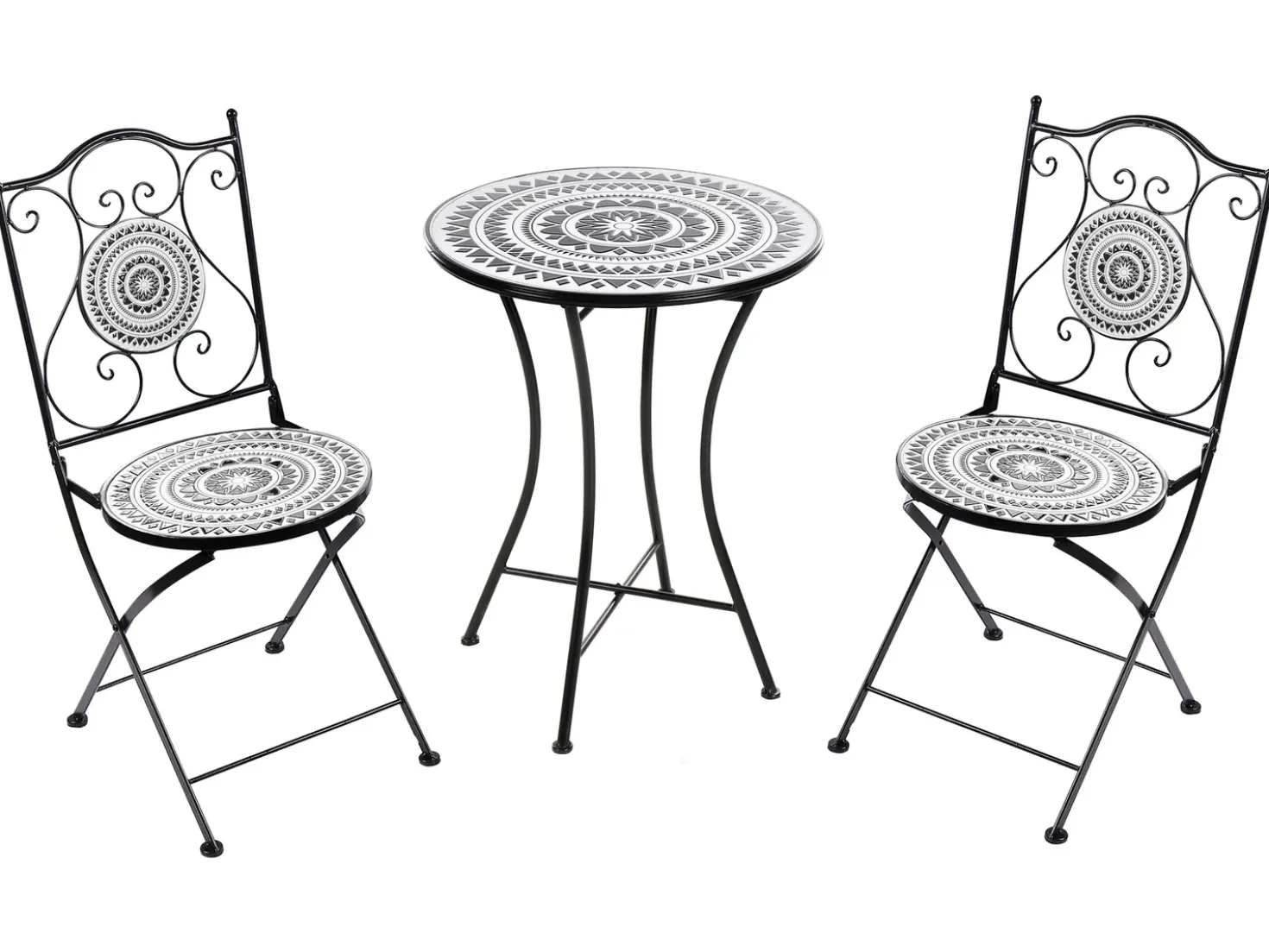 Set bistrot Pieghevole COMISO Metallo Nero/Bianco