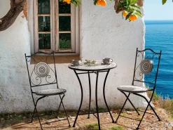 Set bistrot Pieghevole COMISO Metallo Nero/Bianco