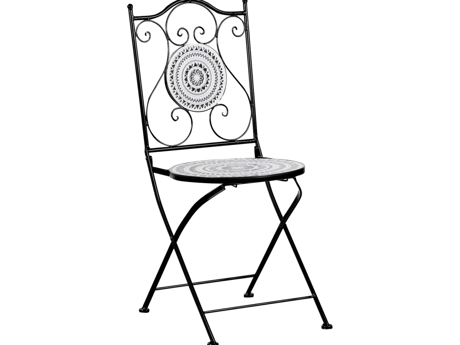 Set bistrot Pieghevole COMISO Metallo Nero/Bianco