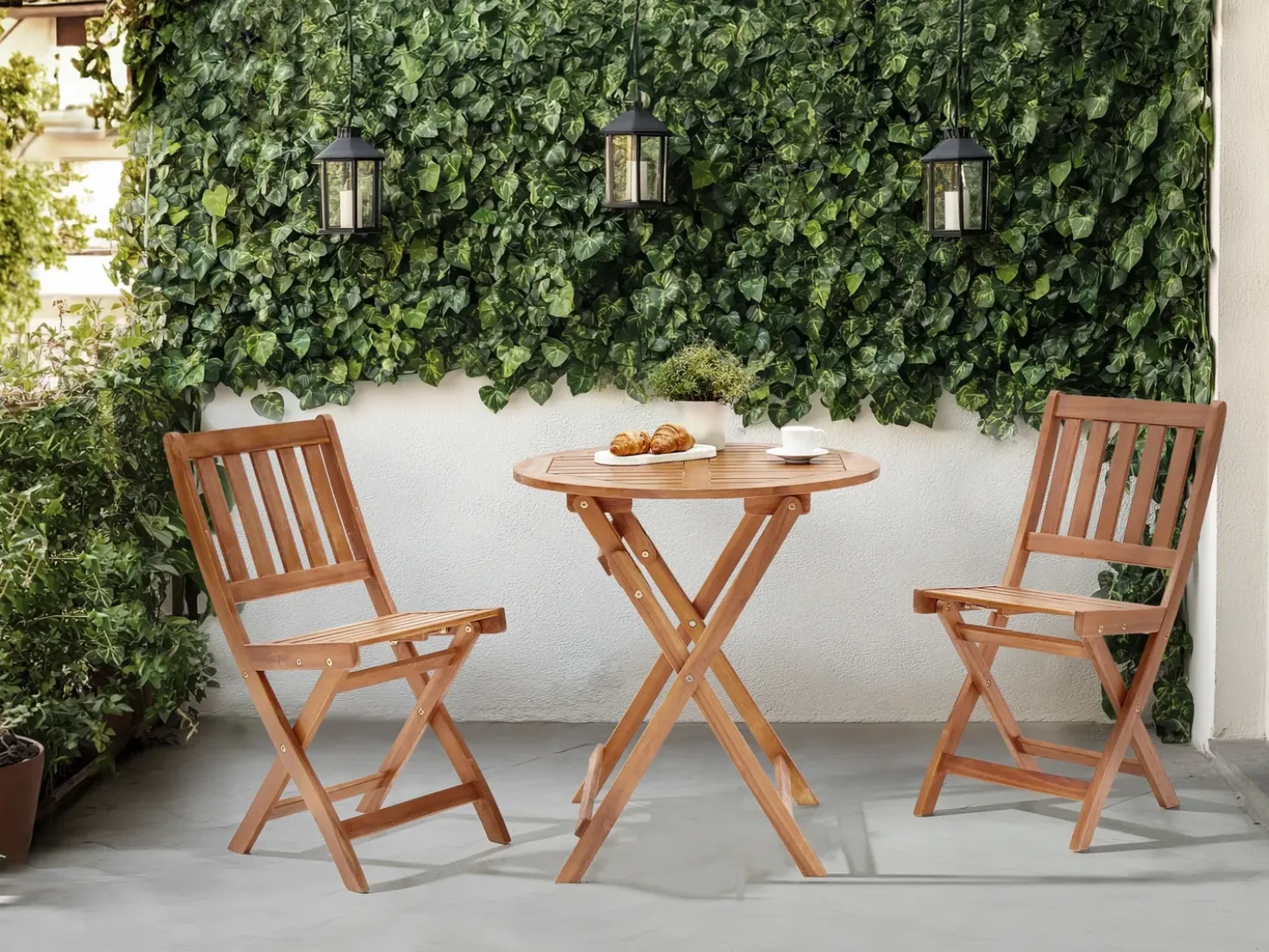 Set bistrot Pieghevole FEBBIO Legno di acacia certificato Marrone